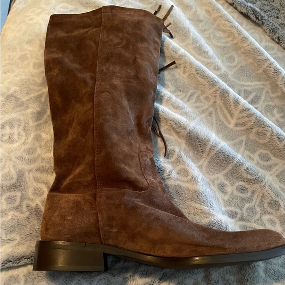 New without box-Coach Arianna Mid-Calf Brown Fringed Suede Boots Sz 8 Made Italy - Picture 5 of 8
